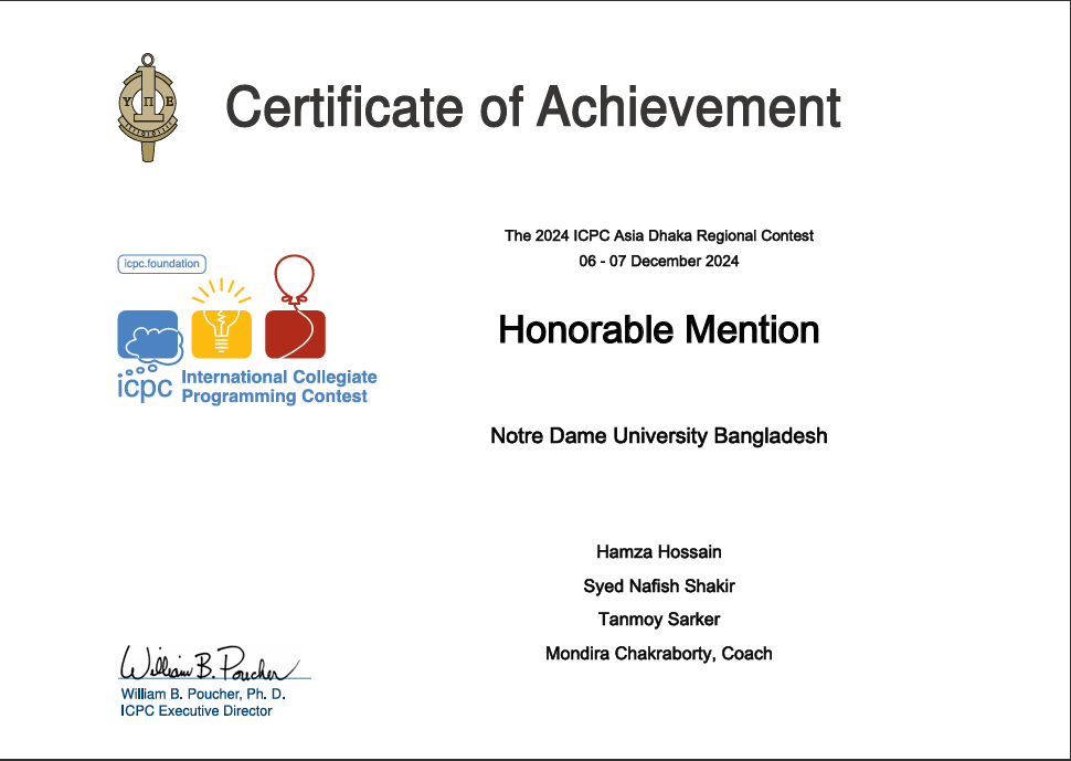 ICPC Regional Finalist Certificate